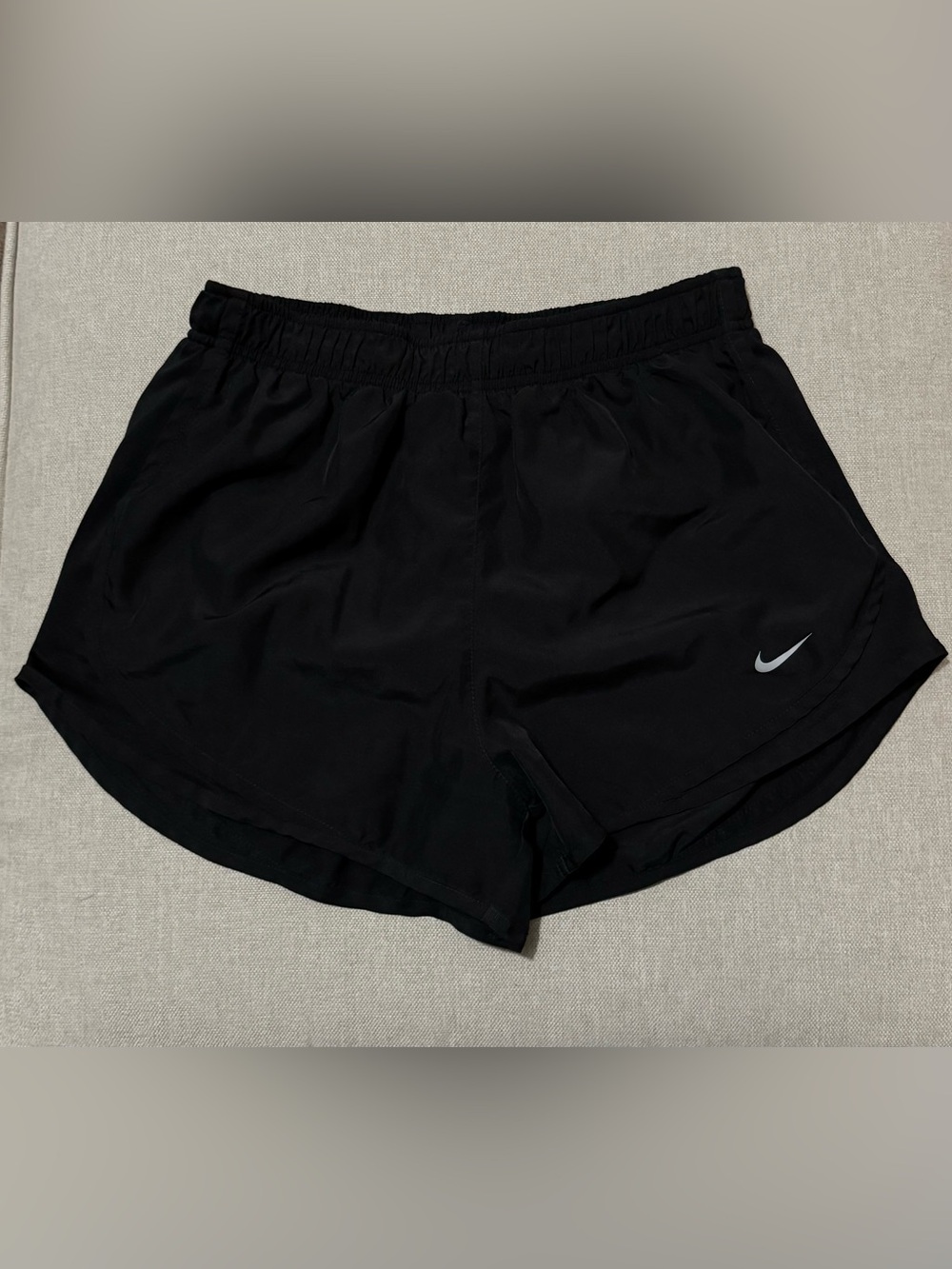 Wmns Nike DriFit Running Shorts-Black-Sz M-Liner-Elastic/Drawstring Waist-EUC
